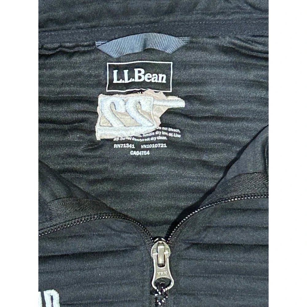 LL Bean Mens Airlight Fleece Vest Black Textured Full Zip Size Medium Corporate